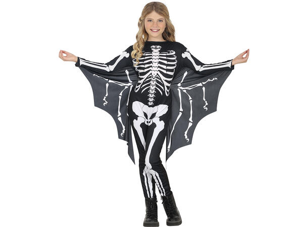 Flaggermusskjelett - Onepiece 1 Barnekostyme Unisex - Str 5-6År 