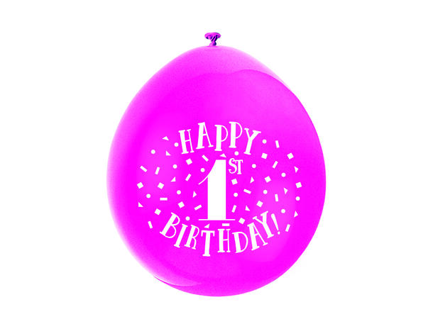 Første Bursdag - 6 farger assotert 10 Gummiballonger - 25cm (10")
