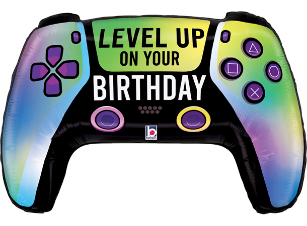 Game Controller - Level up "Birthday" 1 Folieballong med form - (75x49 cm) 