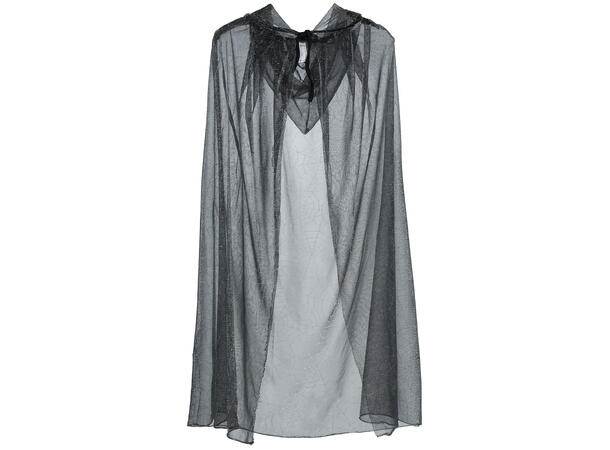 Gjenomsiktig kappe skinnende sølv 1 Kappe m/Hette til voksen - 130cm 