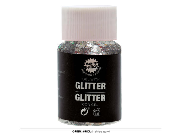 Glitter Gel - Sølv 1 Beholder med gel - 20g 