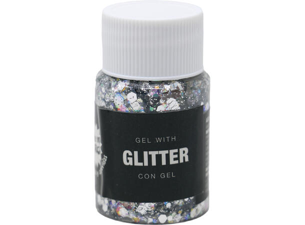 Glitter Gel - Sølv 1 Beholder med gel - 20g 
