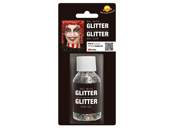 Glitter Gel - Sølv 1 Beholder med gel - 20g 