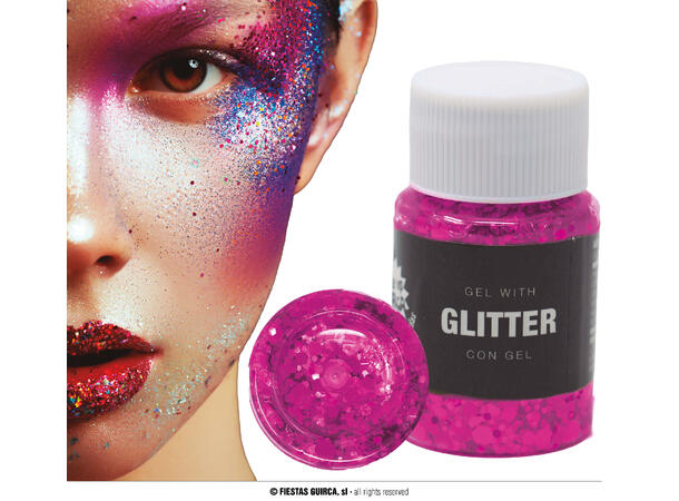 Glitter gel - fuksia 1 Beholder med gel - 20g 