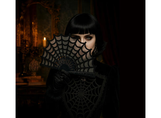 Gotisk vifte - sort 1 Vifte i PVC/Ployester - 24cm 