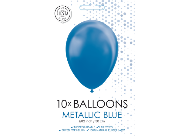 Gummiballonger - Metallic Blue 10 Gummiballonger - 30cm (12") 