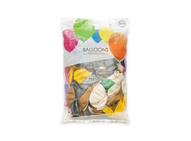 Gummiballonger - Metallic/Pearl Mix 100 Gummiballonger - 30cm (12") 