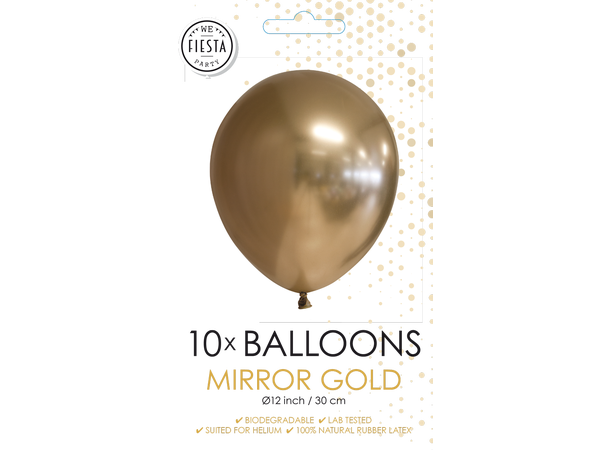 Gummiballonger - Mirror Gold 10 Gummiballonger - 30cm (12") 