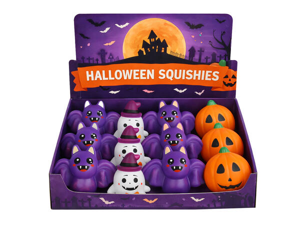 Halloweenfigurer i myk lateks - 6 Ass Display med 12 klembare figurer - 10cm 