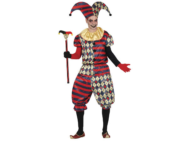 Harlequin - Rød/Blå/Hvit - 4 deler 1 Herrekostyme - str 52-54 (L) 