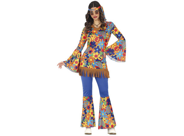 Hippie - Blomster - 3 deler 1 Damekostyme - str 36-38 (S) 