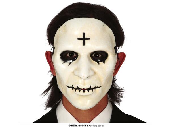 Hvit maske med kors 1 Maske i PVC 