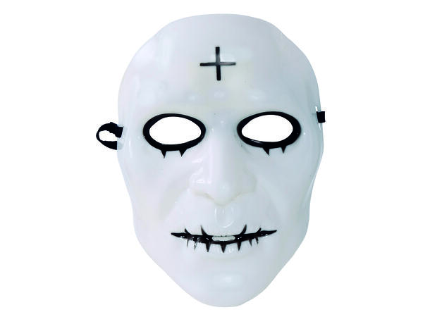 Hvit maske med kors 1 Maske i PVC 