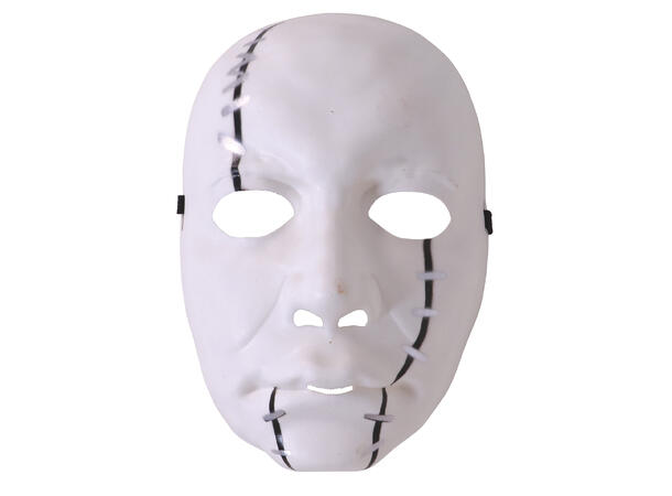 Hvit maske og blodig kniv 1 Maske og kniv i PVC 