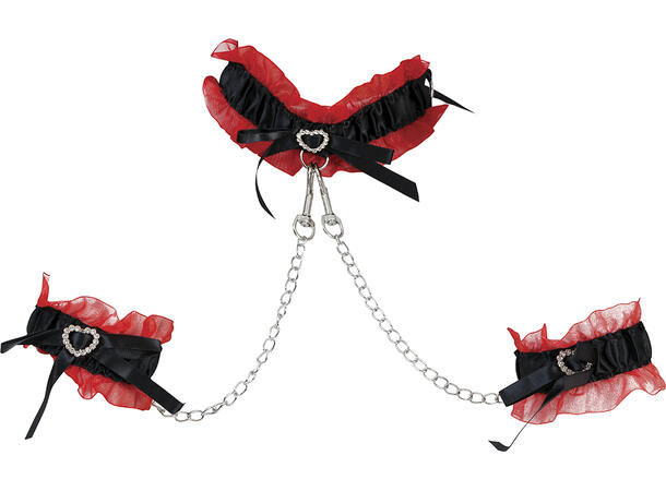 Håndjern med halsbånd og lenke 1 Sett til voksen 