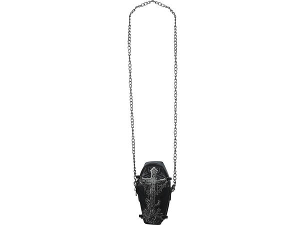 Håndveske - Kiste med kors og lenke 1 veske i kunstskinn/metall - 20x19cm 