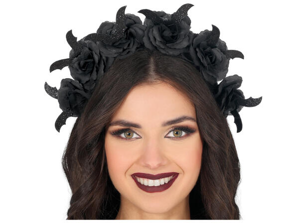 Hårbøyle-  med sorte blomster 1 Hårbøyle i PVC/Polyester 