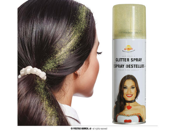 Hårspray glitter - Gull 1 boks med hårspray - 125ml 