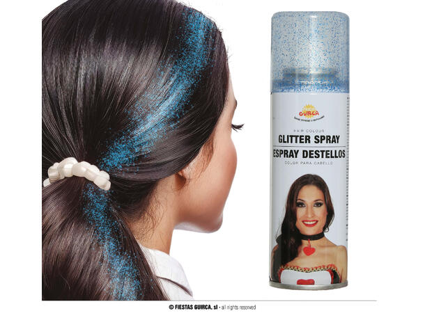 Hårspray glitter - Lyseblå 1 boks med hårspray - 125ml 