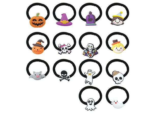 Hårstrikk - 14 ass Halloween design 14 Hårstrikk i PVC 