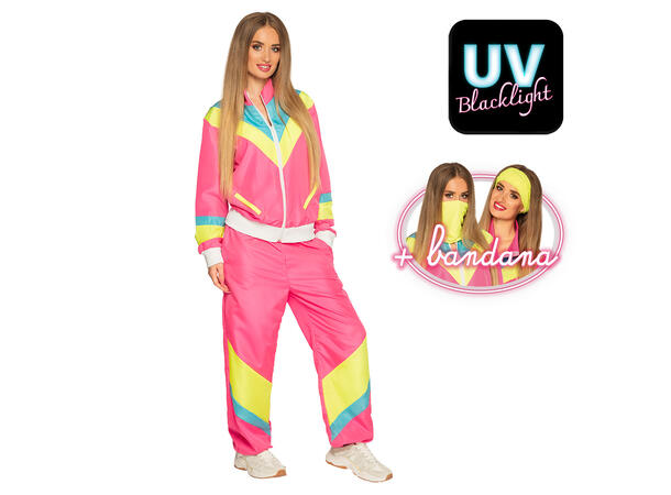 Joggedress - Retro babe - Neon pink UV 1 Damekostyme - Str M 