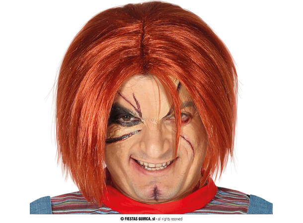 Killer doll parykk til voksen - Brun 1 Parykk i syntetisk hår 