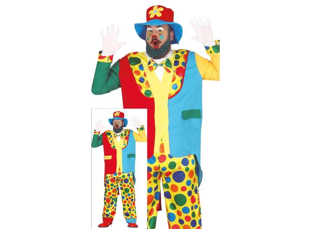 Klovn - Fargerik m/prikker - 5 deler 1 Herrekostyme - str 54-56 (XL) 
