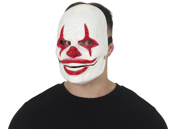 Klovnemaske - Hvit m/røde lepper 1 Maske i PVC 