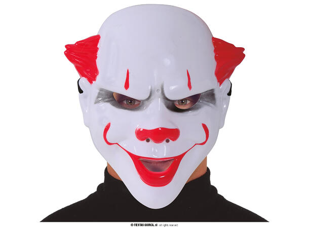 Klovnemaske hvit - Killer klown 1 Maske i PVC 