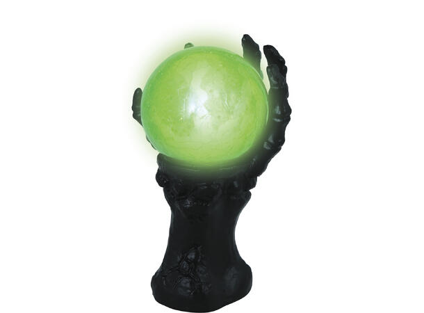 Krystallkule i hånd - Grønn m/Lys 1 Dekorasjon i harpiks - 14,5x8cm 