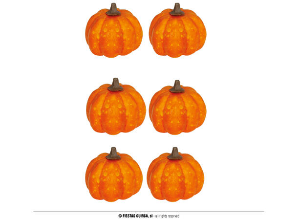 Lakkerte oransje gresskar 6 Gresskar i skum - 3,5cm 