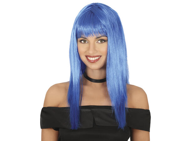 Lang parykk med lugg - Blå 1 Parykk i syntetisk hår - 120gr - Dame 
