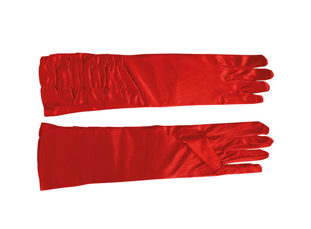 Lange krøllete hansker - Røde 1 par hansker i polyester - 40cm 