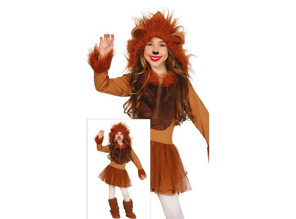 Løvekostyme jente - Kjole m/Hette 1 Barnekostyme til jente - Str 5-6 År 