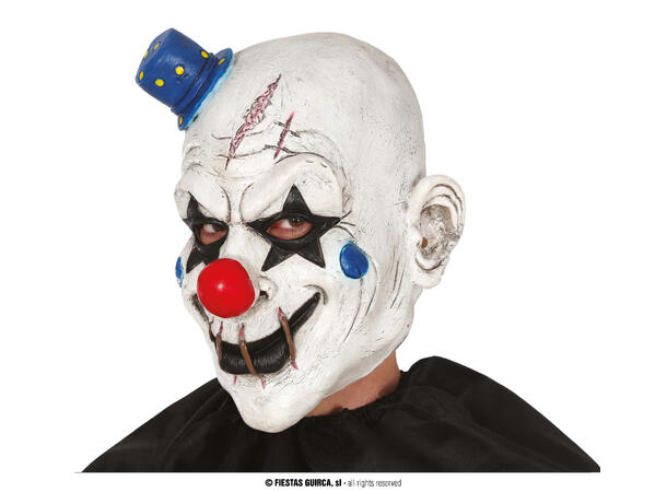 Maske - Heldekkende klovn m/hatt 1 Maske i Lateks 
