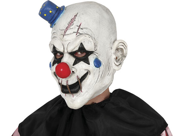Maske - Heldekkende klovn m/hatt 1 Maske i Lateks 