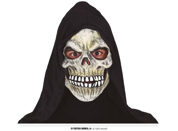 Maske - Hodeskalle - m/hette 1 Maske med hette i vinyl/polyester 