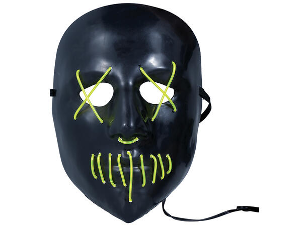 Maske - Sort m/grønt lys 1 Maske i metall/PVC m/Lys 