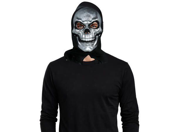 Maske med hette - Hodeskalle sølv 1 Maske med hette i PVC/polyester 