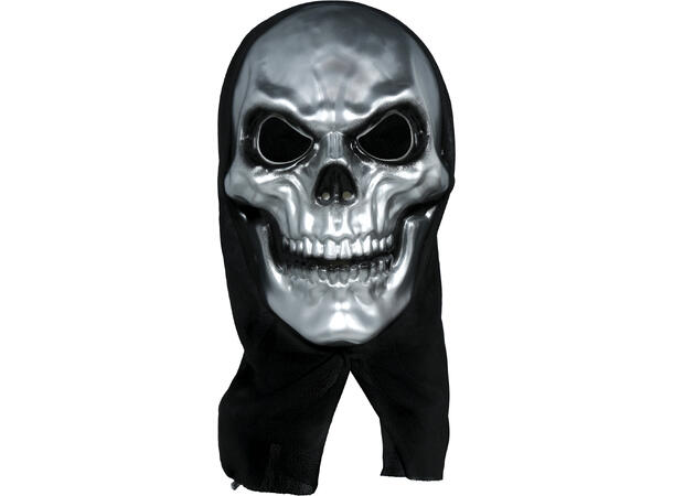 Maske med hette - Hodeskalle sølv 1 Maske med hette i PVC/polyester 