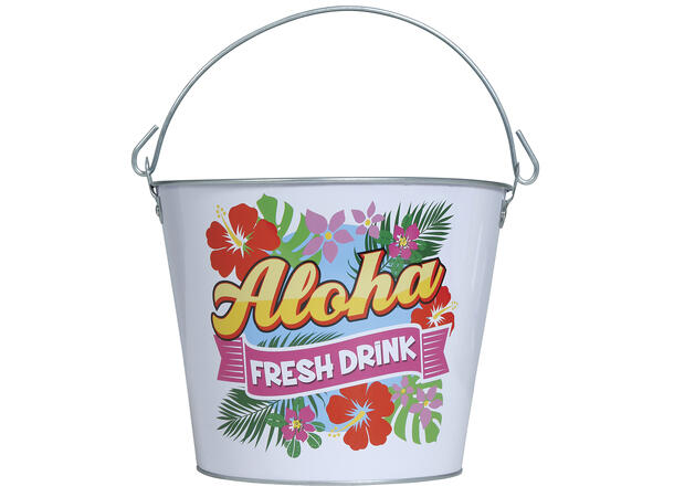 Metallbøtte - Drikkekjøler - "Aloha" 1 Bøtte i metall - 19x23cm 