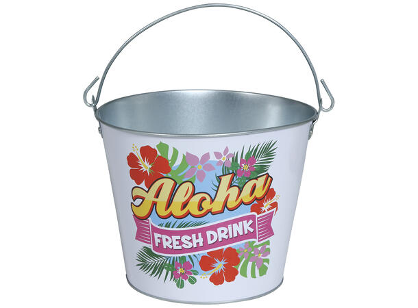 Metallbøtte - Drikkekjøler - "Aloha" 1 Bøtte i metall - 19x23cm 