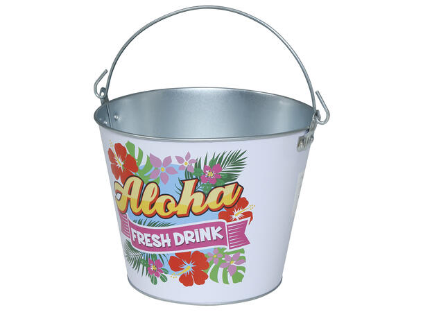 Metallbøtte - Drikkekjøler - "Aloha" 1 Bøtte i metall - 19x23cm 