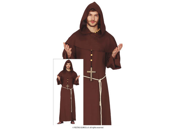 Monkekutte m/belte, hette, kappe - Brun 1 Herrekostyme - str 54-56 (XL) 