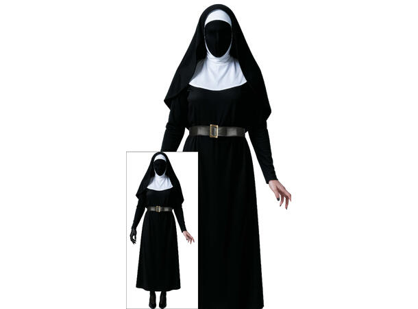 Mørk nonne - Sort m/maske 1 Damekostyme - str 38-40 (M) 