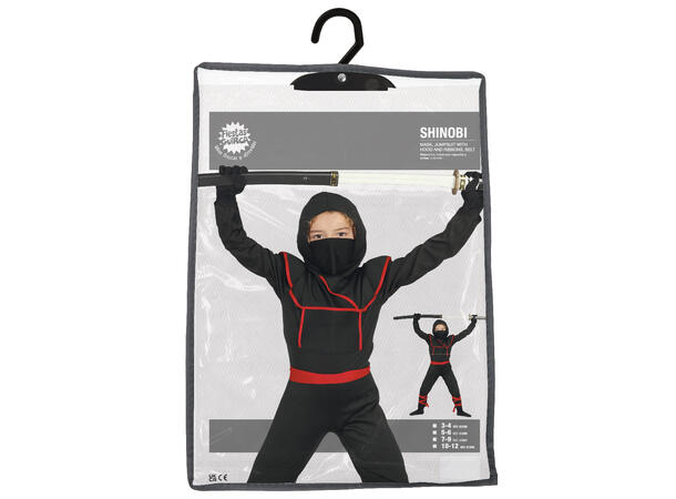 Ninjakostyme - Shinoby 1 Barnekostyme til gutt - Str 10-12 År 