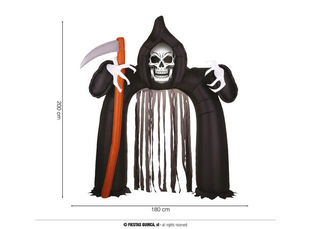 Oppblåsbar bue - Skjelettdekor m/forheng 1 Oppblåsbar dekorasjon - 200x180cm 