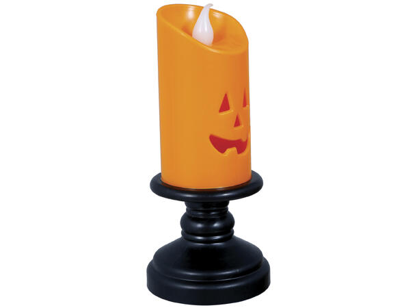 Oransje stearinblys på stake m/LED-lys Display med 12 LED-lys - 12,5cm 