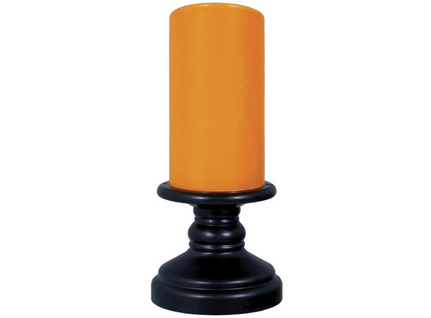 Oransje stearinblys på stake m/LED-lys Display med 12 LED-lys - 12,5cm 