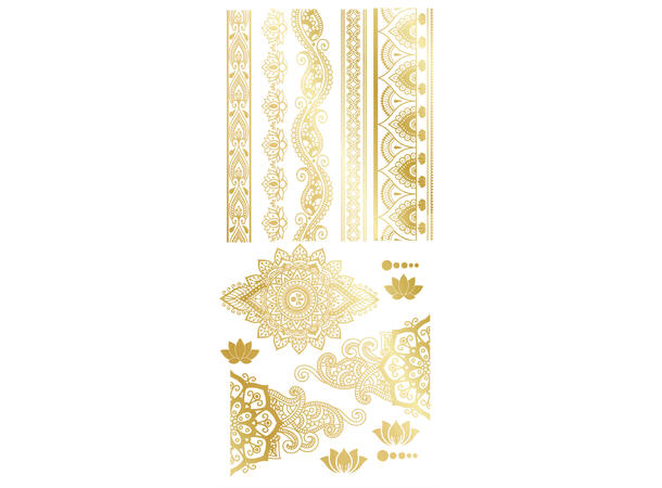 Orientalsk tatovering - Gull 1 Ark med tatoveringer - 14x30cm 